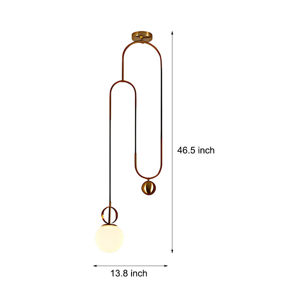 gold hanging pendant light with 1 opal glass globe
