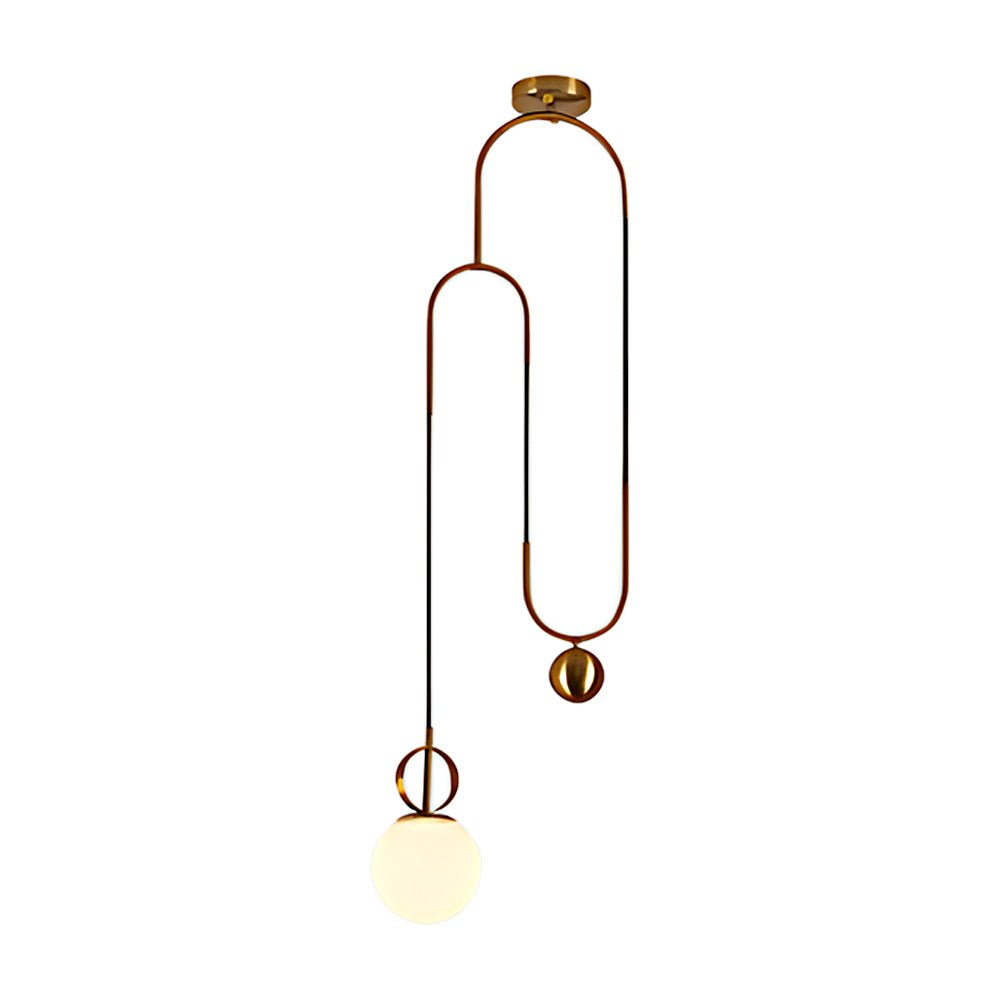 gold hanging pendant light with 1 opal glass globe
