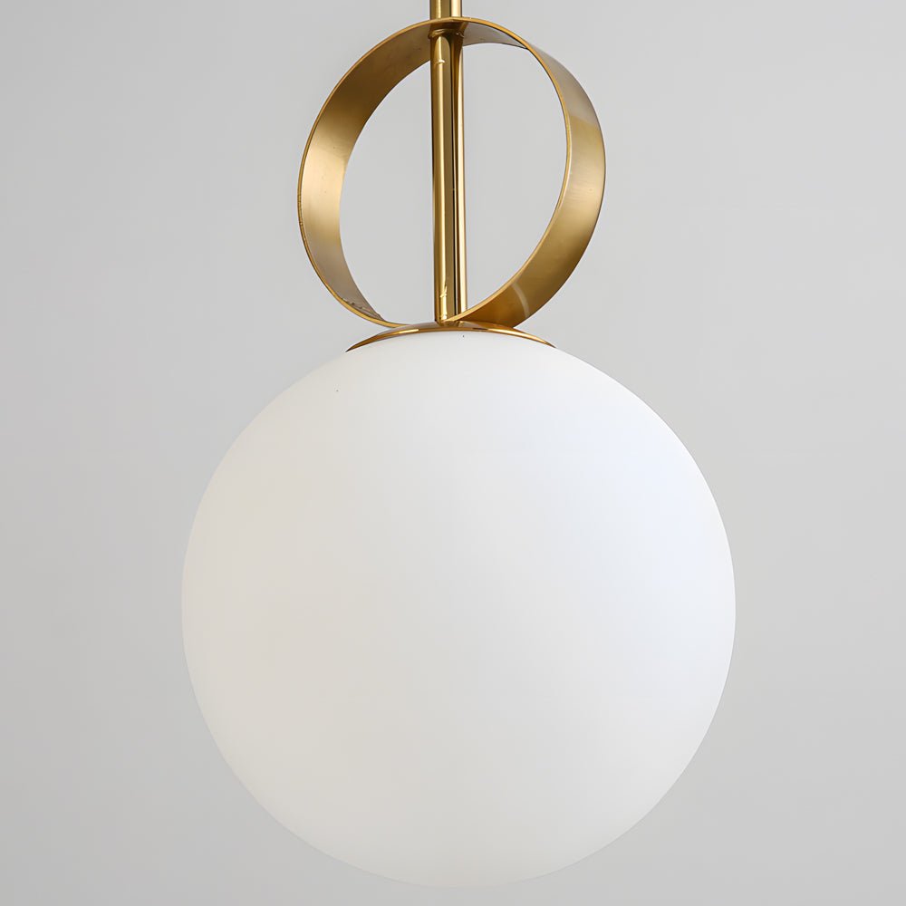 gold hanging pendant light with 1 opal glass globe