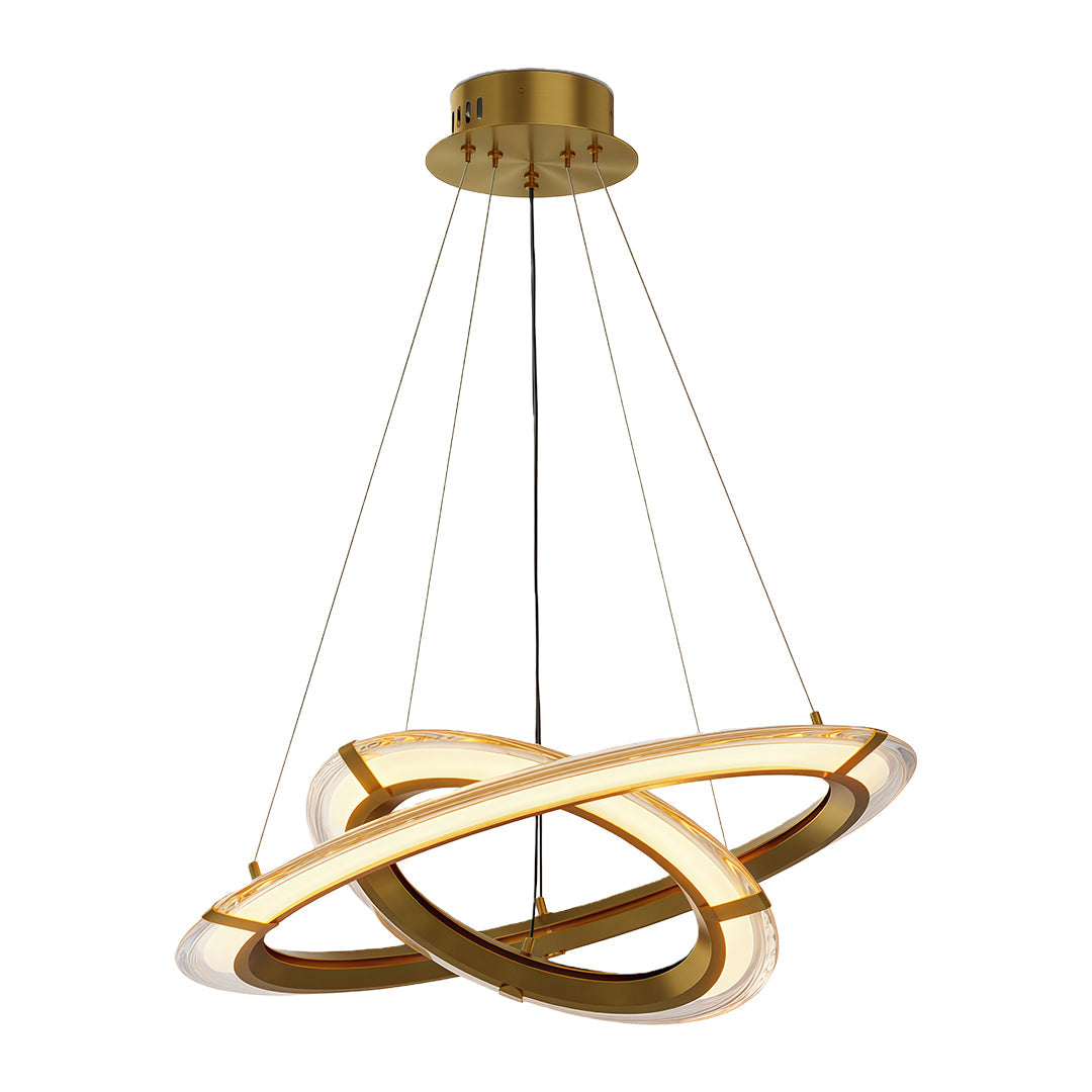Modern Round Ring Chandelier — Aluminum, LED, Three-Color Dimming (3000K/4500K/6000K), Single, Double, or Triple-Head