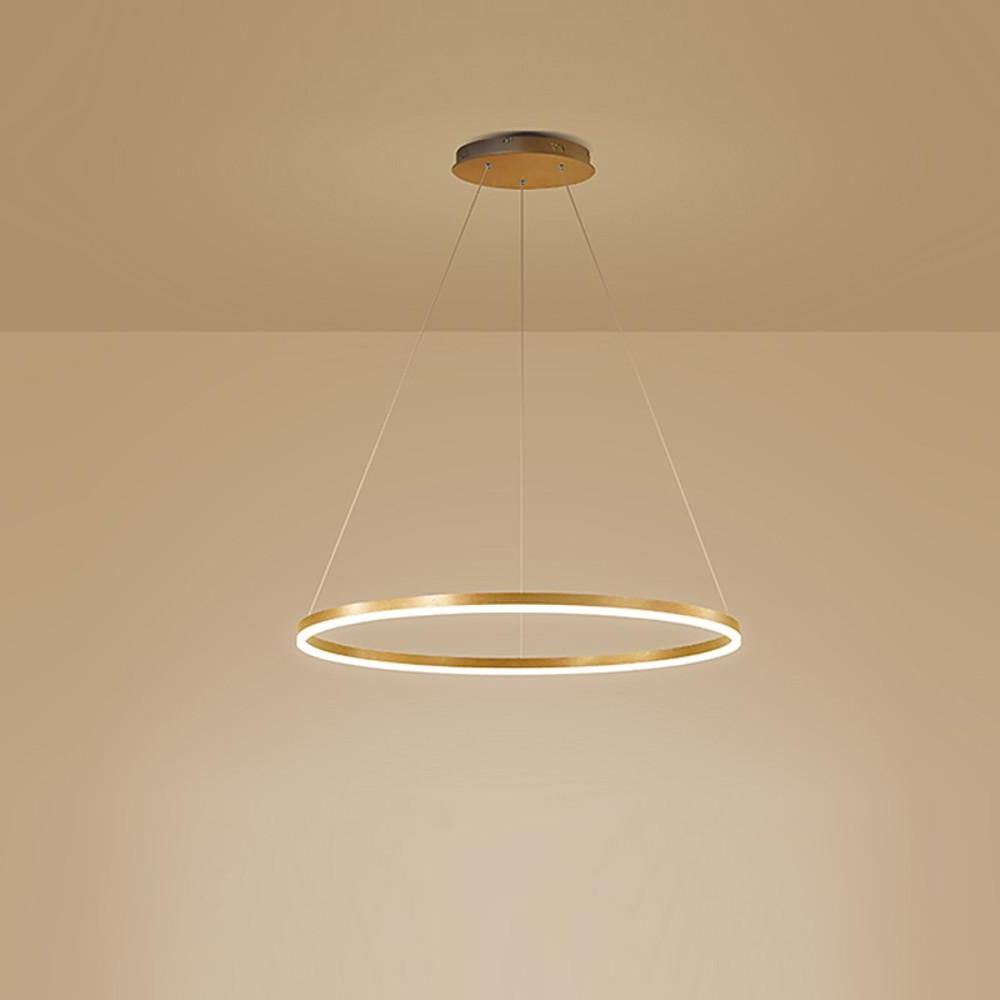 Modern Black LED Ring Chandelier — Aluminum, Acrylic Diffuser, Three-Color Dimmable, 16"/24"/31"