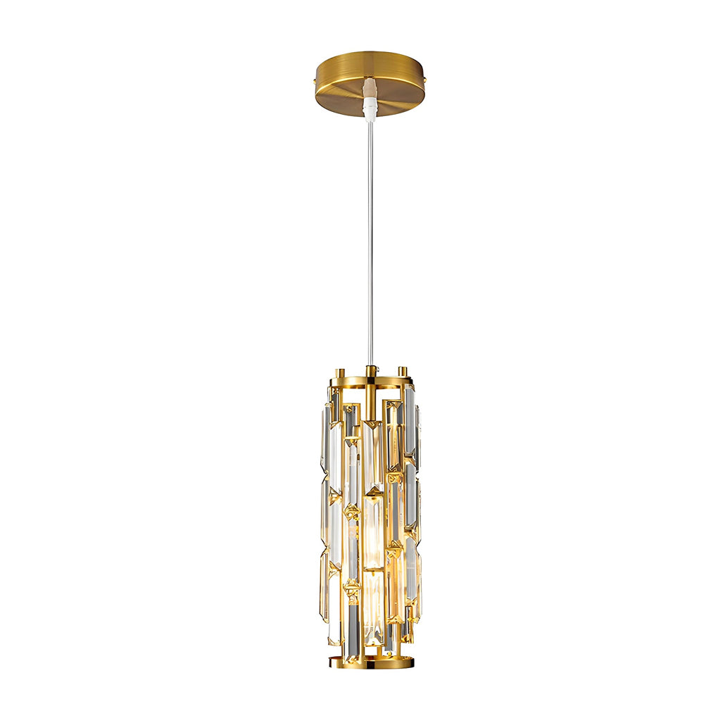 Industrial Mini Crystal Pendant — Iron Frame, Crystal Glass Shade, 1- or 3-Light, E27, Black / Gold / Chrome