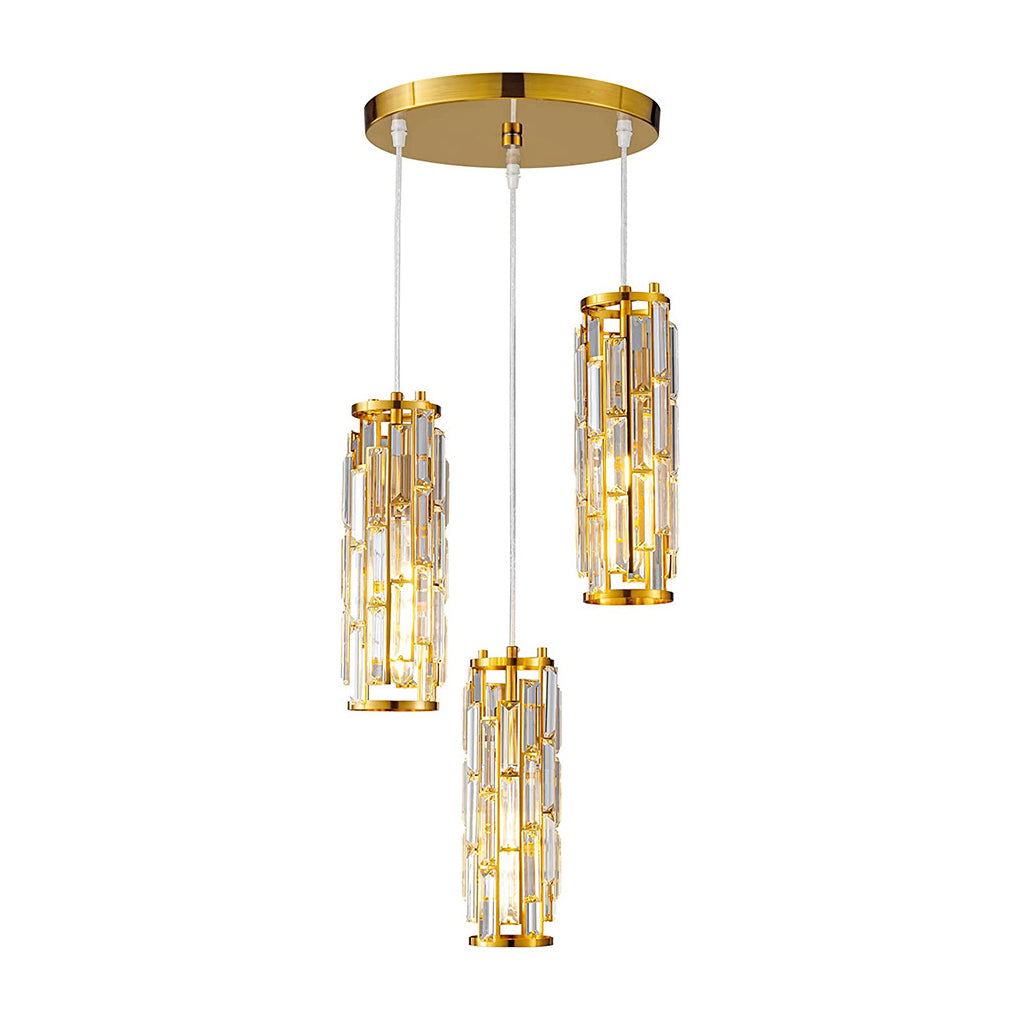 Industrial Mini Crystal Pendant — Iron Frame, Crystal Glass Shade, 1- or 3-Light, E27, Black / Gold / Chrome