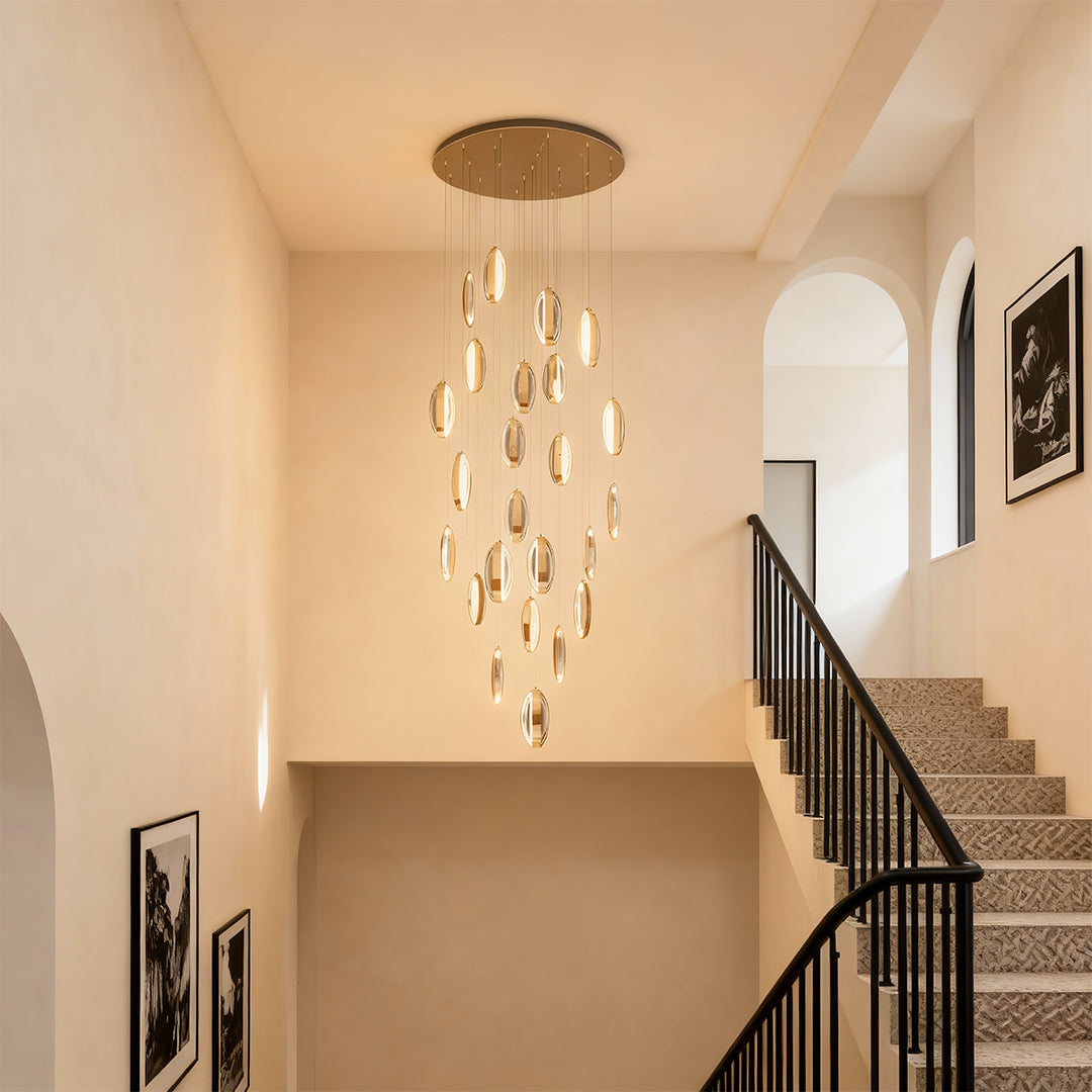 Möbius Strip Modern Chandelier — Gold Aluminum, 3-Step Dimming, 47.2" Chain, 1-, 9-, or 25-Head