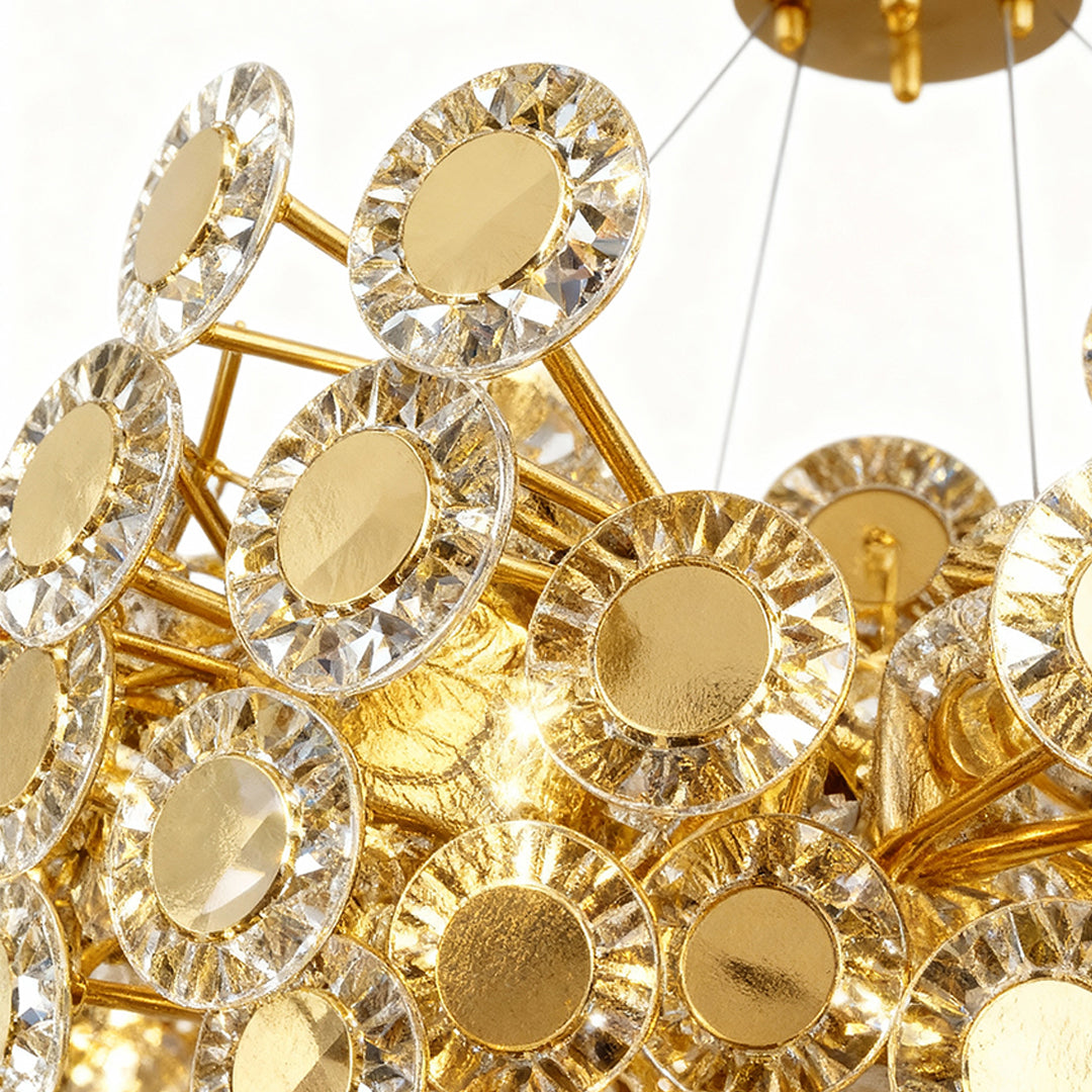 Modern Gold Chandelier — Stainless Steel and Glass, Three-Color Dimming (3000K/4500K/6000K), 39.4" Chain, 3 Sizes