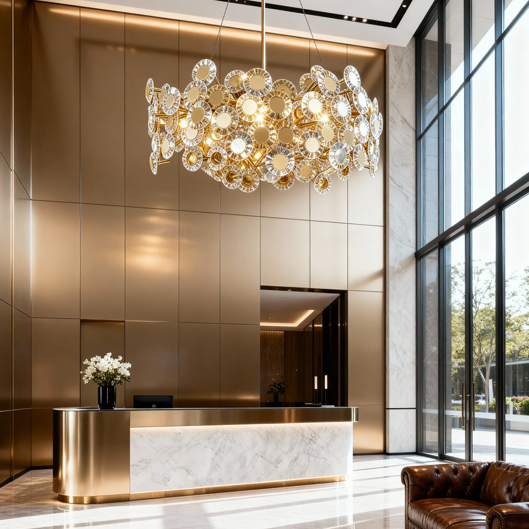 Modern Gold Chandelier — Stainless Steel and Glass, Three-Color Dimming (3000K/4500K/6000K), 39.4" Chain, 3 Sizes