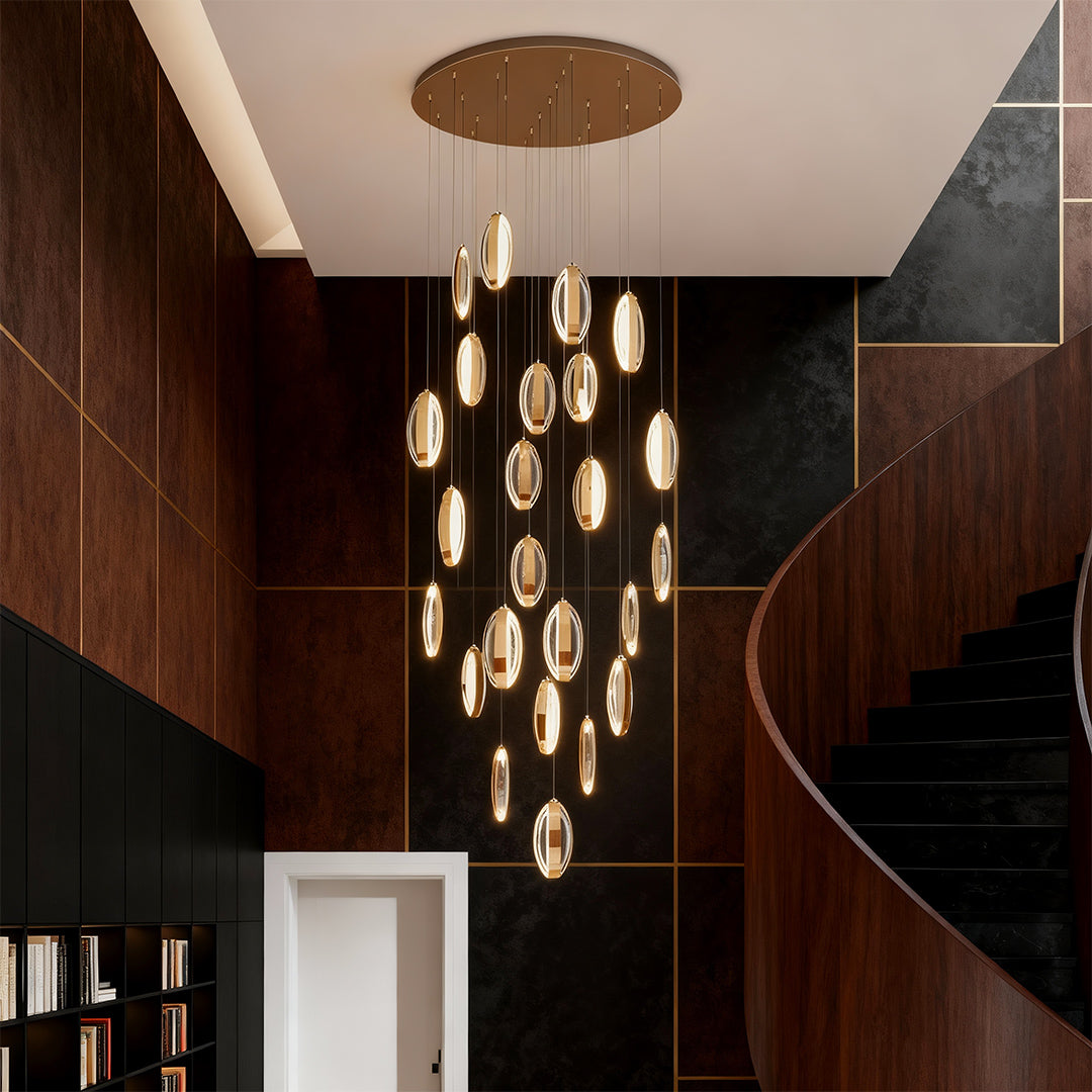 Möbius Strip Modern Chandelier — Gold Aluminum, 3-Step Dimming, 47.2" Chain, 1-, 9-, or 25-Head