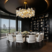 Modern Gold Chandelier — Stainless Steel and Glass, Three-Color Dimming (3000K/4500K/6000K), 39.4" Chain, 3 Sizes