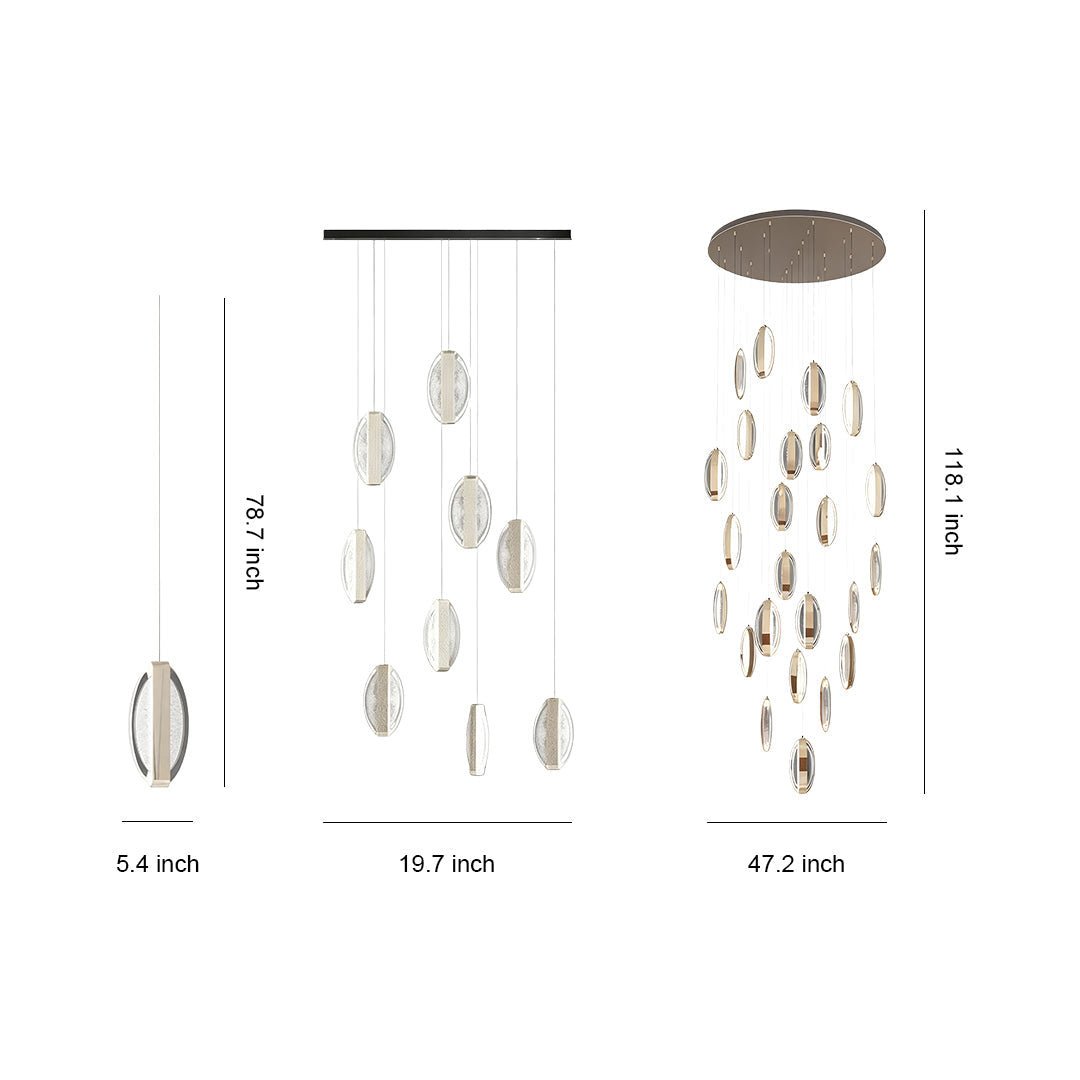 Möbius Strip Modern Chandelier — Gold Aluminum, 3-Step Dimming, 47.2" Chain, 1-, 9-, or 25-Head
