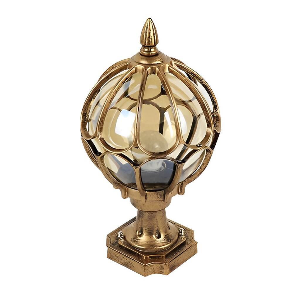 retro glass globe outdoor pillar lights copper fence post lighting