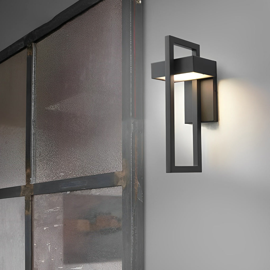 Rectangular Modern Outdoor Wall Sconce — Black Stainless Steel, Acrylic, LED, 840lm, IP65 Weatherproof