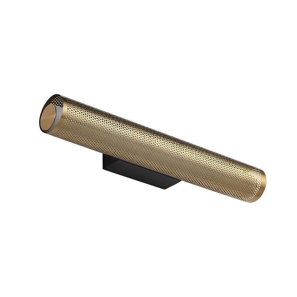Perforated Mesh Cylindrical Vanity Light Bar — Gold, Hardwired LED, 3000K, 15.7" x 2.4"