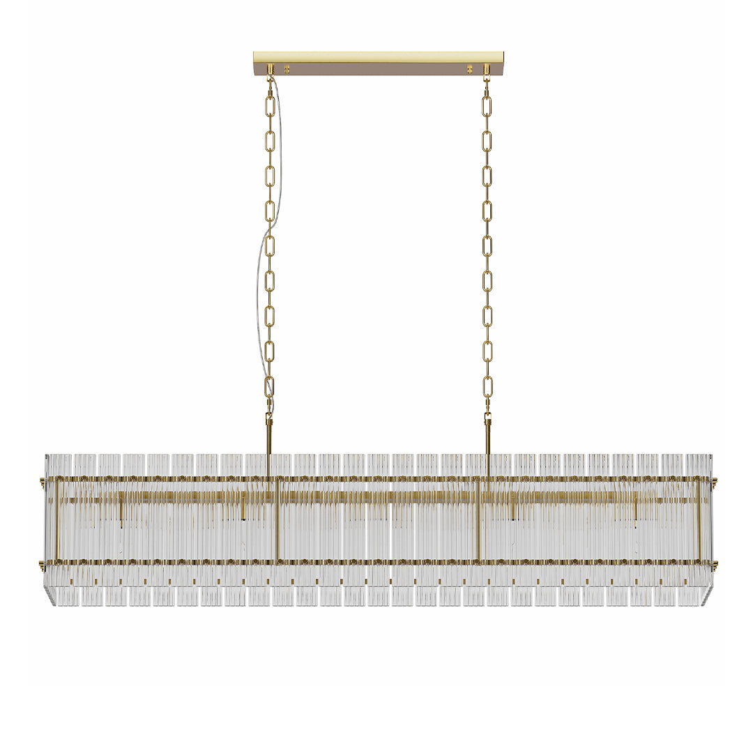 Iron and Glass Chandelier — Black or Copper Finish, 8-Light / 10-Light, 59.1" Adjustable Chain, E12