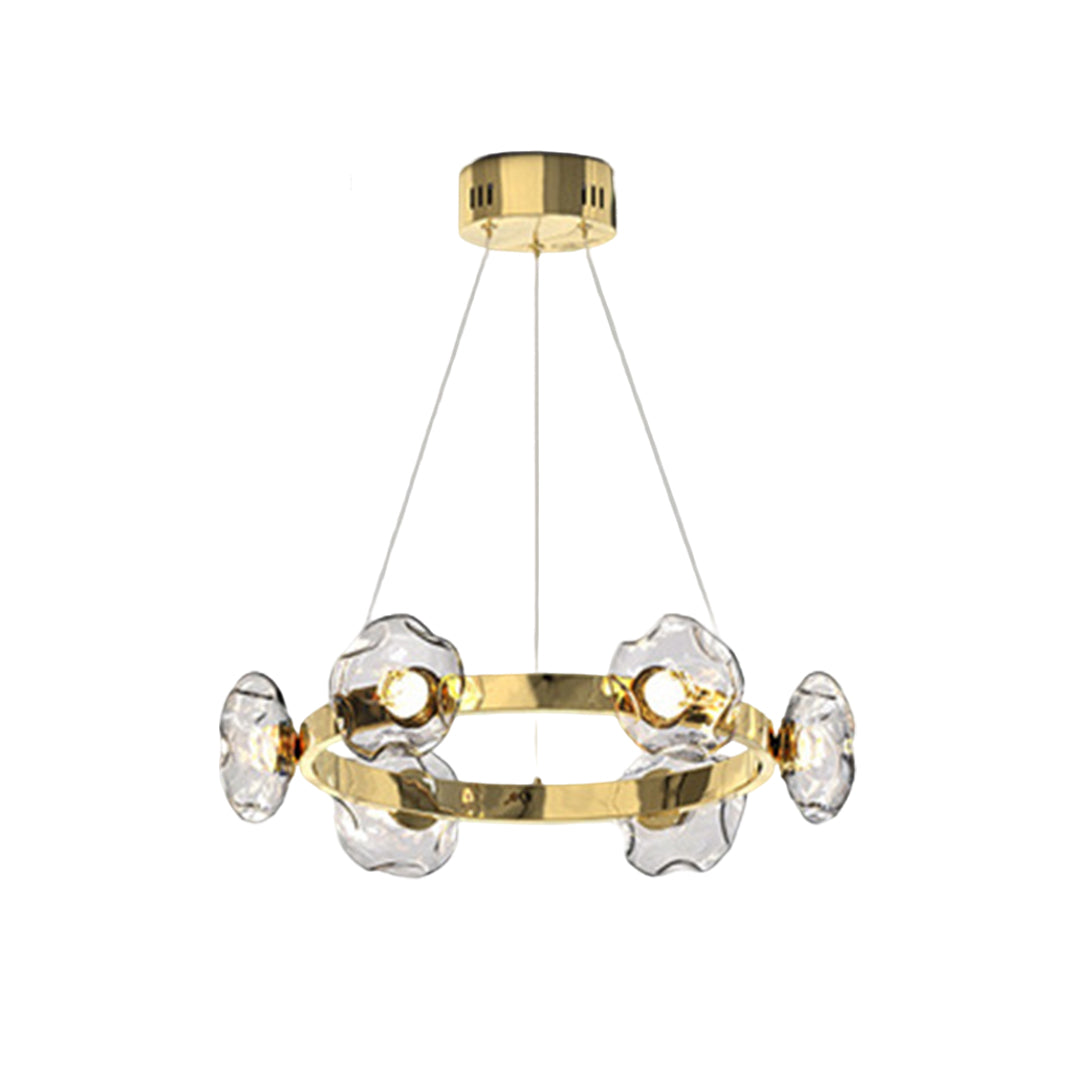 Dome Glass Ring Chandelier — Stainless Steel, 6/8/10-Light, Tri-Color Dimming, Black or Gold
