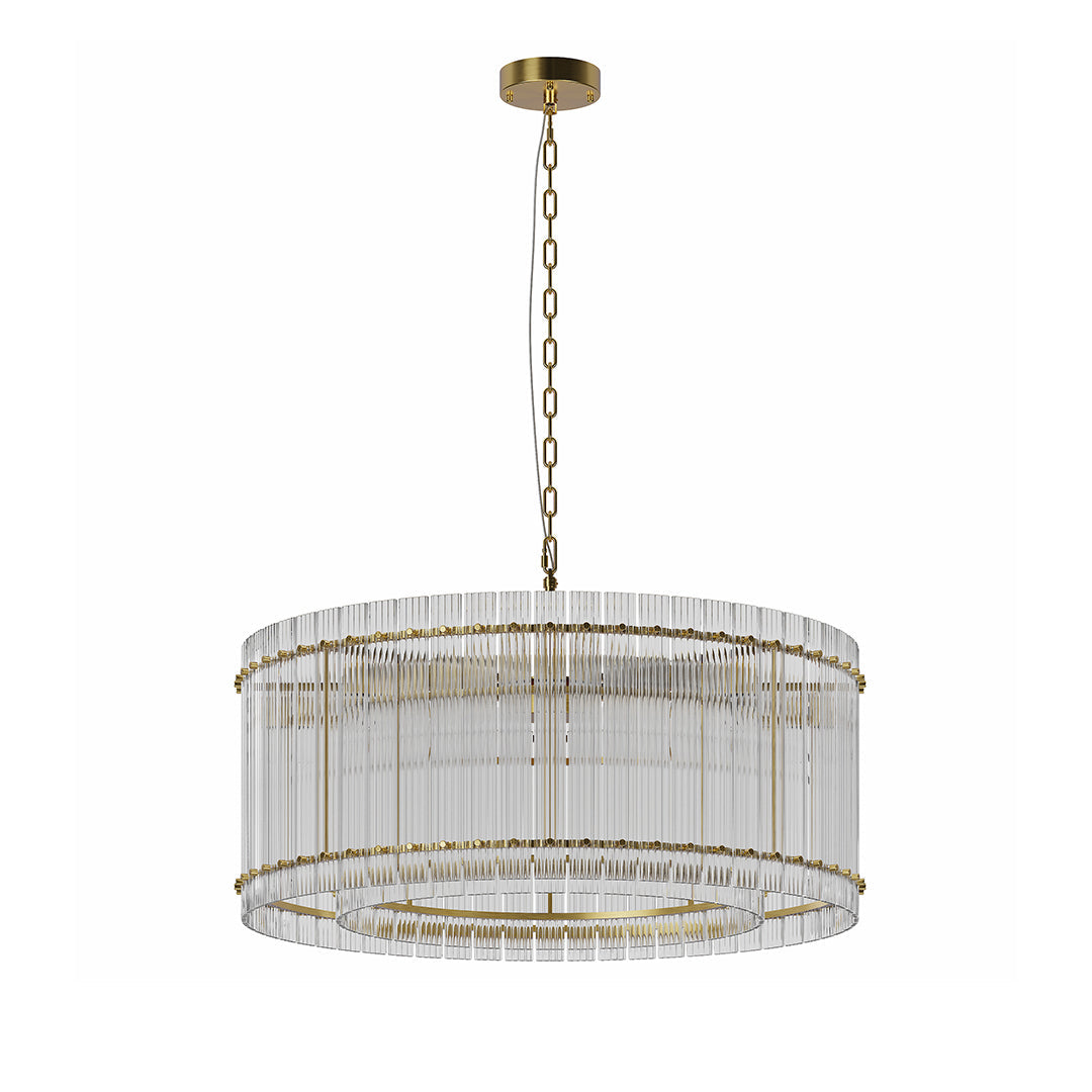 Iron and Glass Chandelier — Black or Copper Finish, 8-Light / 10-Light, 59.1" Adjustable Chain, E12