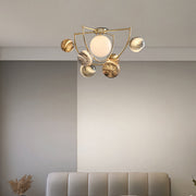 Planet Art LED Semi-Flush Mount — Gold, 7-Light G9, 3000K Warm White, 31.5" Wide