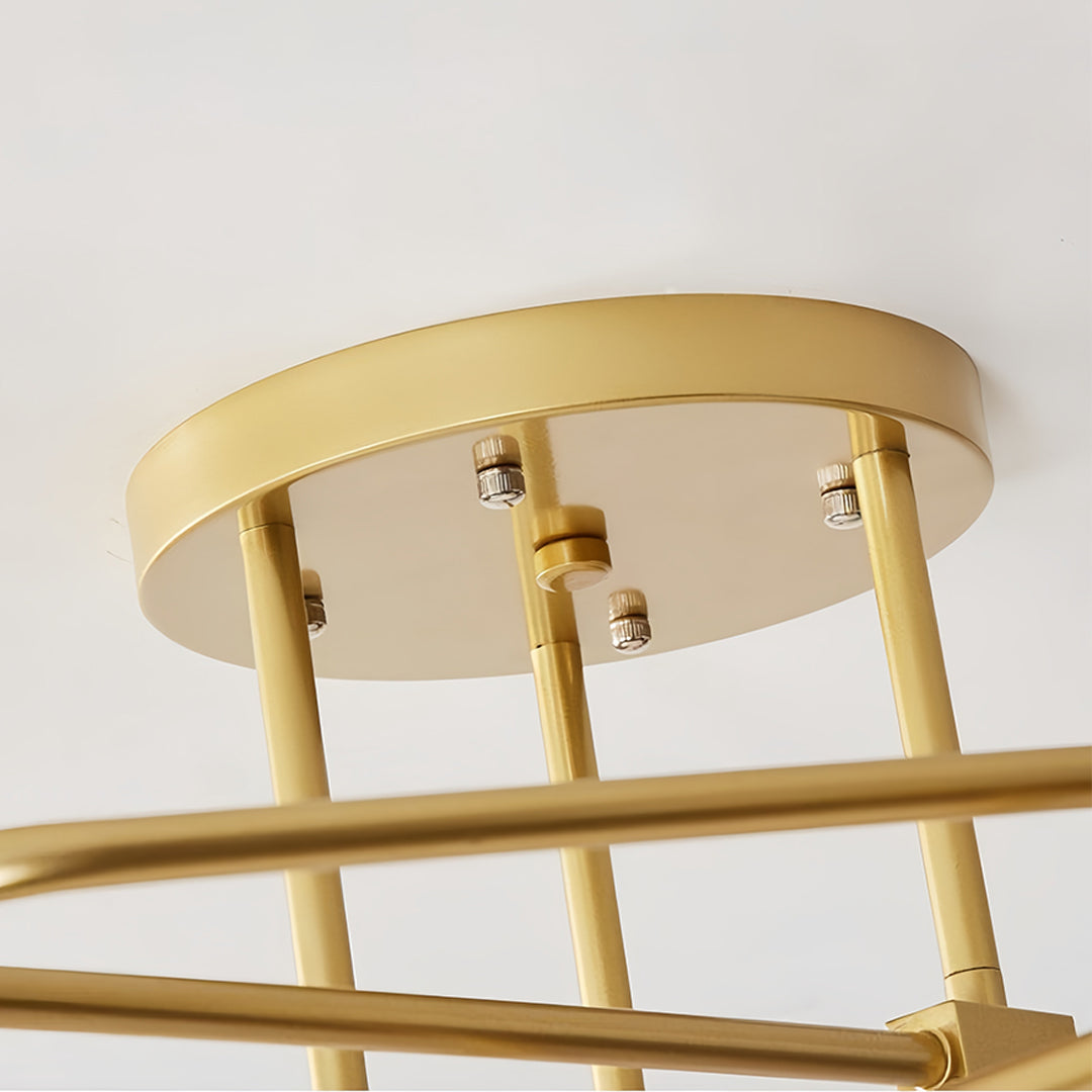 Magic Bean Semi Flush-Mount Ceiling Light — Gold Iron, Hand-Blown Glass, 3-Step Dimming (3000K/4500K/6000K), 4, 6, or 9-Light
