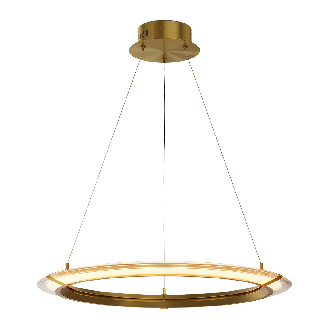 Modern Round Ring Chandelier — Aluminum, LED, Three-Color Dimming (3000K/4500K/6000K), Single, Double, or Triple-Head