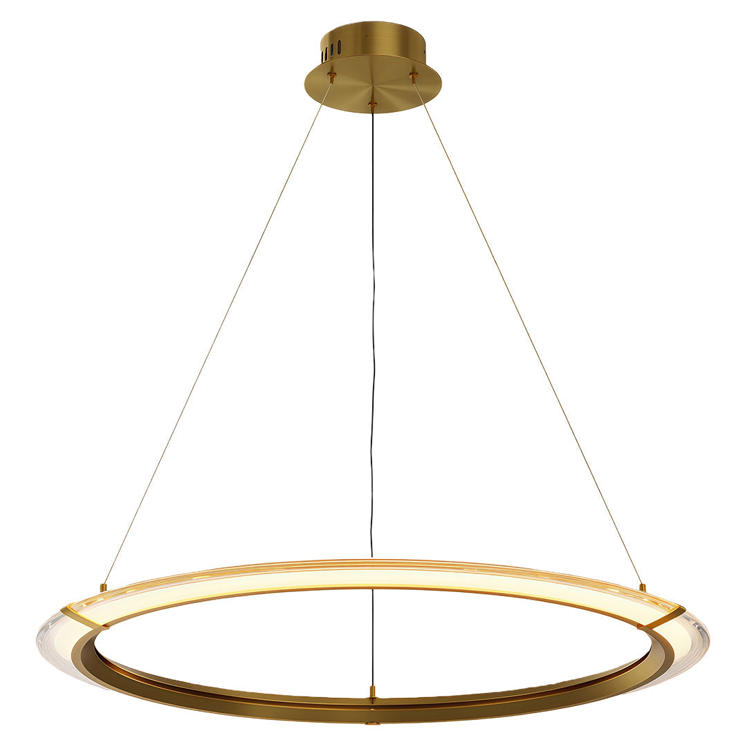 Modern Round Ring Chandelier — Aluminum, LED, Three-Color Dimming (3000K/4500K/6000K), Single, Double, or Triple-Head