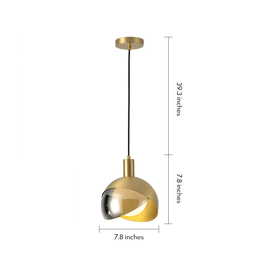 Industrial Sphere Pendant Light — Dome Glass, Gold or Rose Gold, 1-Light, E26/E27, 5W, 39" Adjustable Chain