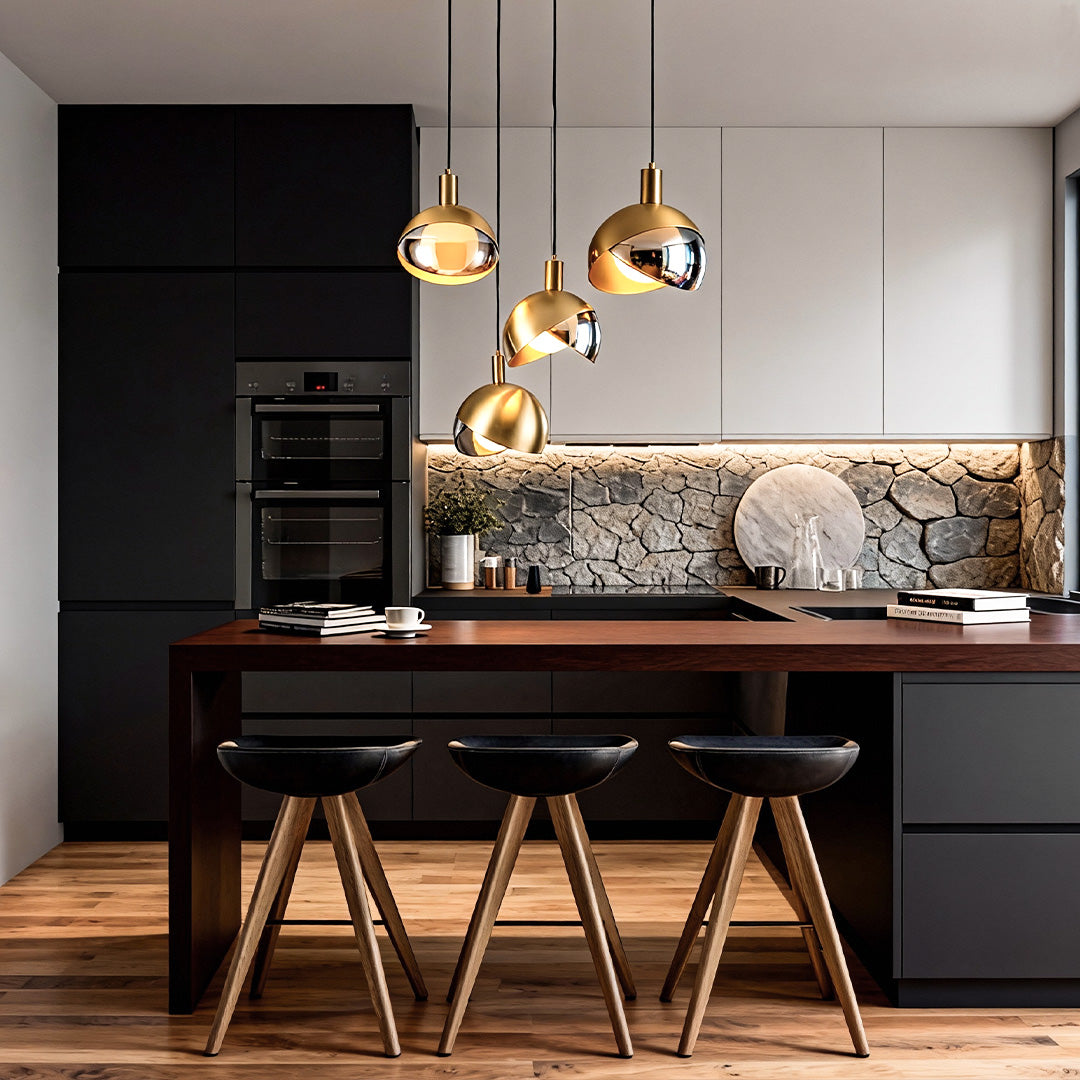 Industrial Sphere Pendant Light — Dome Glass, Gold or Rose Gold, 1-Light, E26/E27, 5W, 39" Adjustable Chain