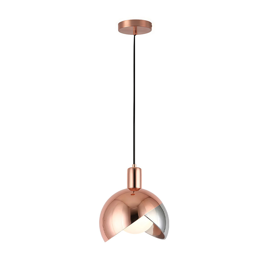 Industrial Sphere Pendant Light — Dome Glass, Gold or Rose Gold, 1-Light, E26/E27, 5W, 39" Adjustable Chain