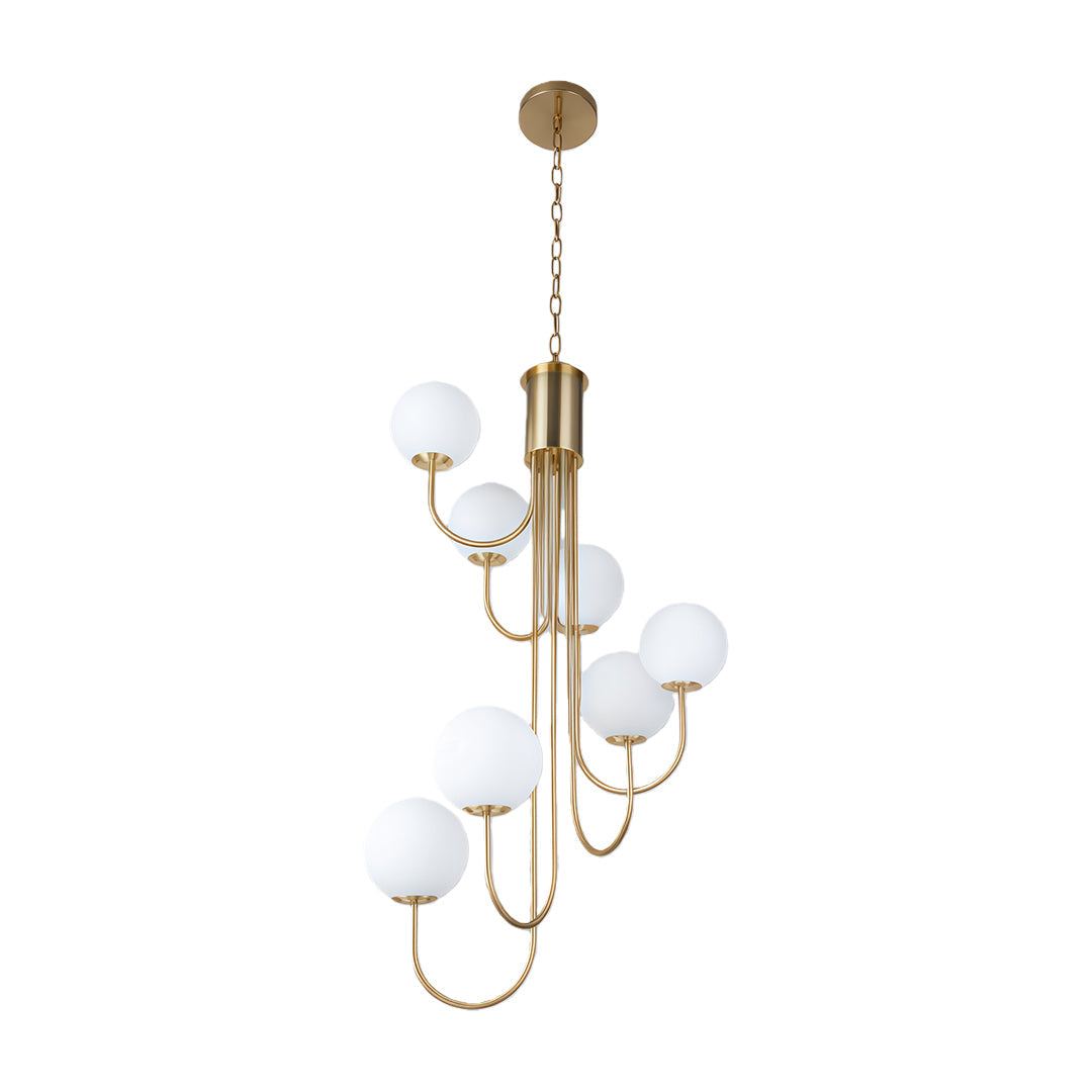 Spiral Globe Chandelier — Wrought Iron and Glass, 8- or 12-Light, Gold or Black, 3-Step Dimming, E14