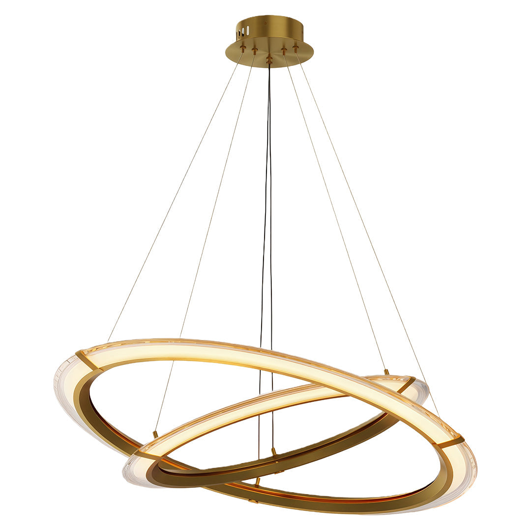 Modern Round Ring Chandelier — Aluminum, LED, Three-Color Dimming (3000K/4500K/6000K), Single, Double, or Triple-Head