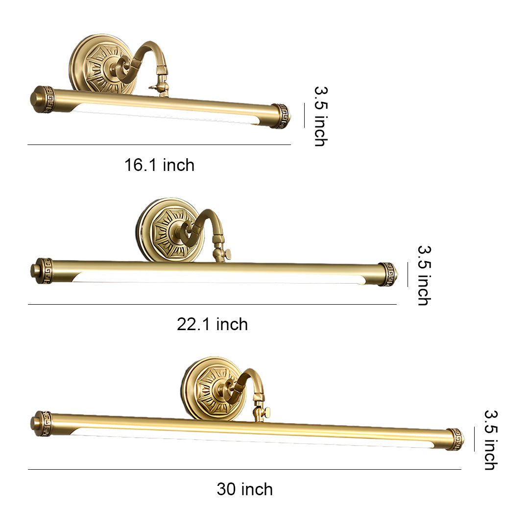 Gold Bathroom Vanity Light Bar — Full Copper, LED, 180° Adjustable, 7W / 9W / 12W, Multi-Color Temperature