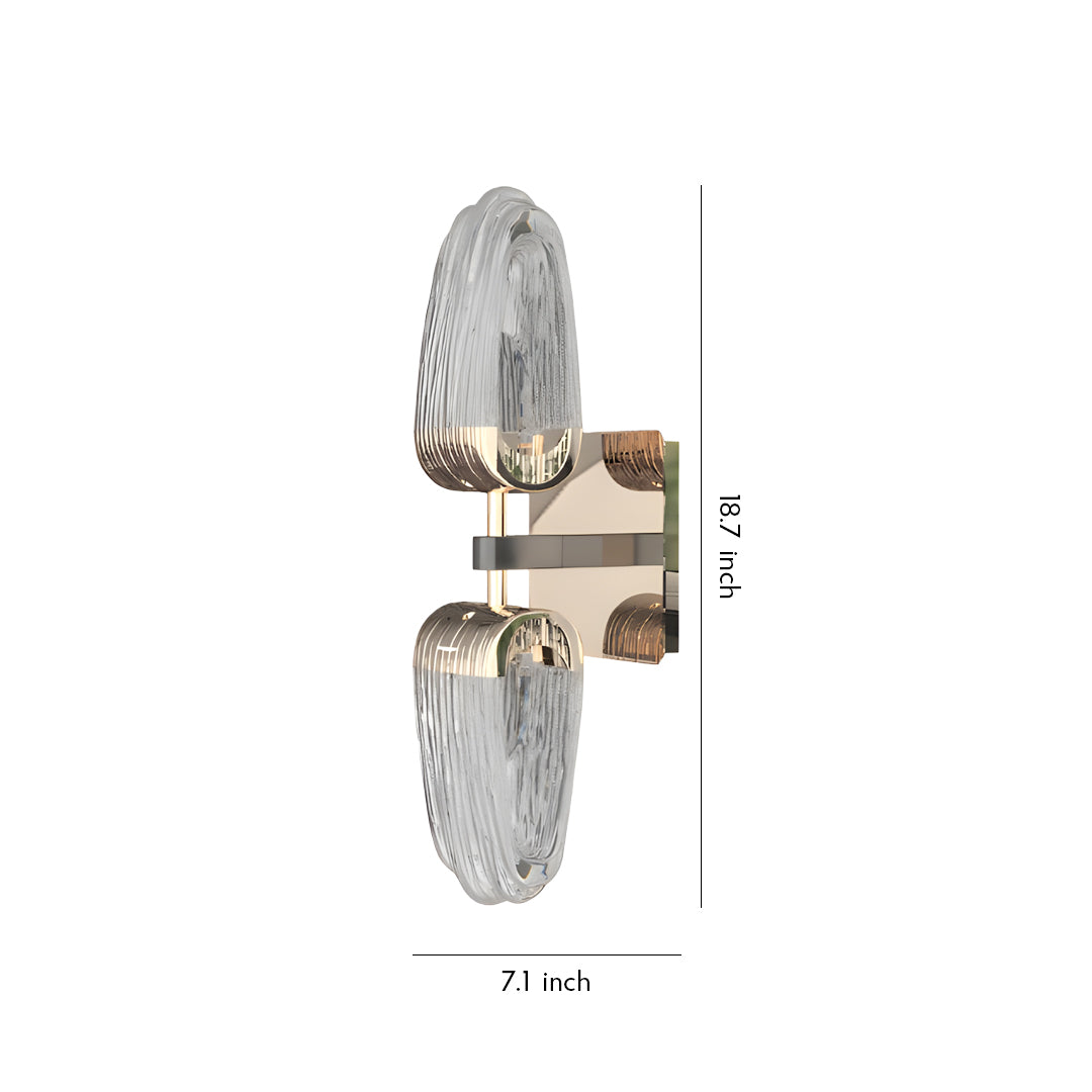 Symmetrical Dual-Head Wall Sconce — Gold-Gray Aluminum, White Acrylic, 15W LED, Three-Color Dimming (3000K/4500K/6000K)