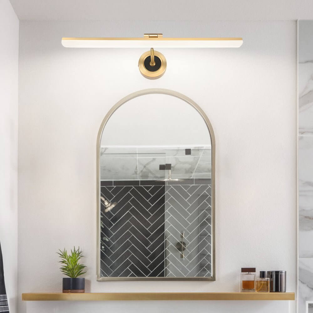 goldblack finish adjustable led vanity mirror light for bathrooms with rotatable flat bar