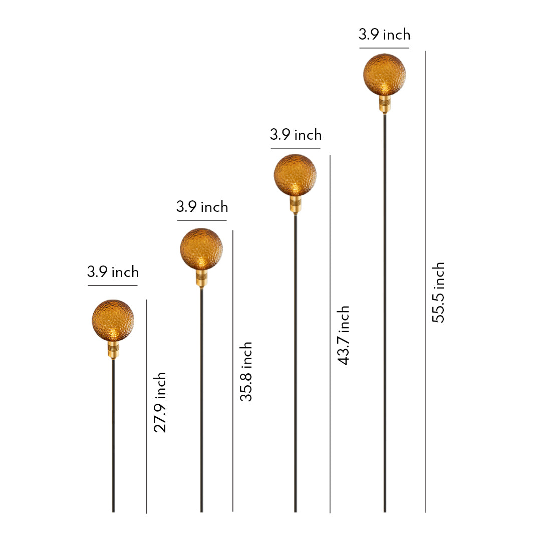 Reed-Shaped Glass Sphere Path Light — Aluminum, LED, IP65, 28"–55.5" Heights, Brown / Green / Clear