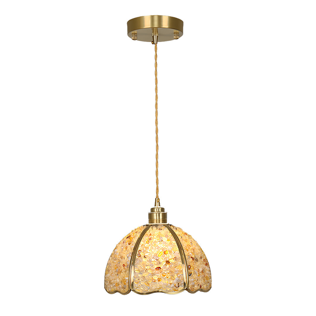 Vintage Crystal Mini Pendant — Full Copper, E27, 12W LED, Three-Color Dimming, 8.66" Diameter, 7 Styles