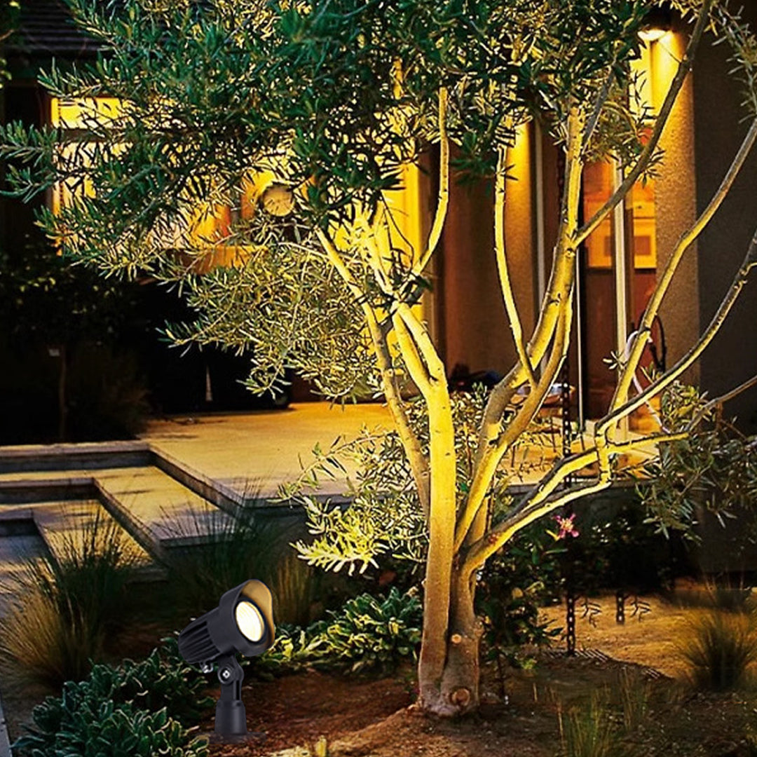 Modern Industrial Outdoor Spotlight — Die-Cast Aluminum, CREE 12W LED, 3000K, IP65 Weatherproof