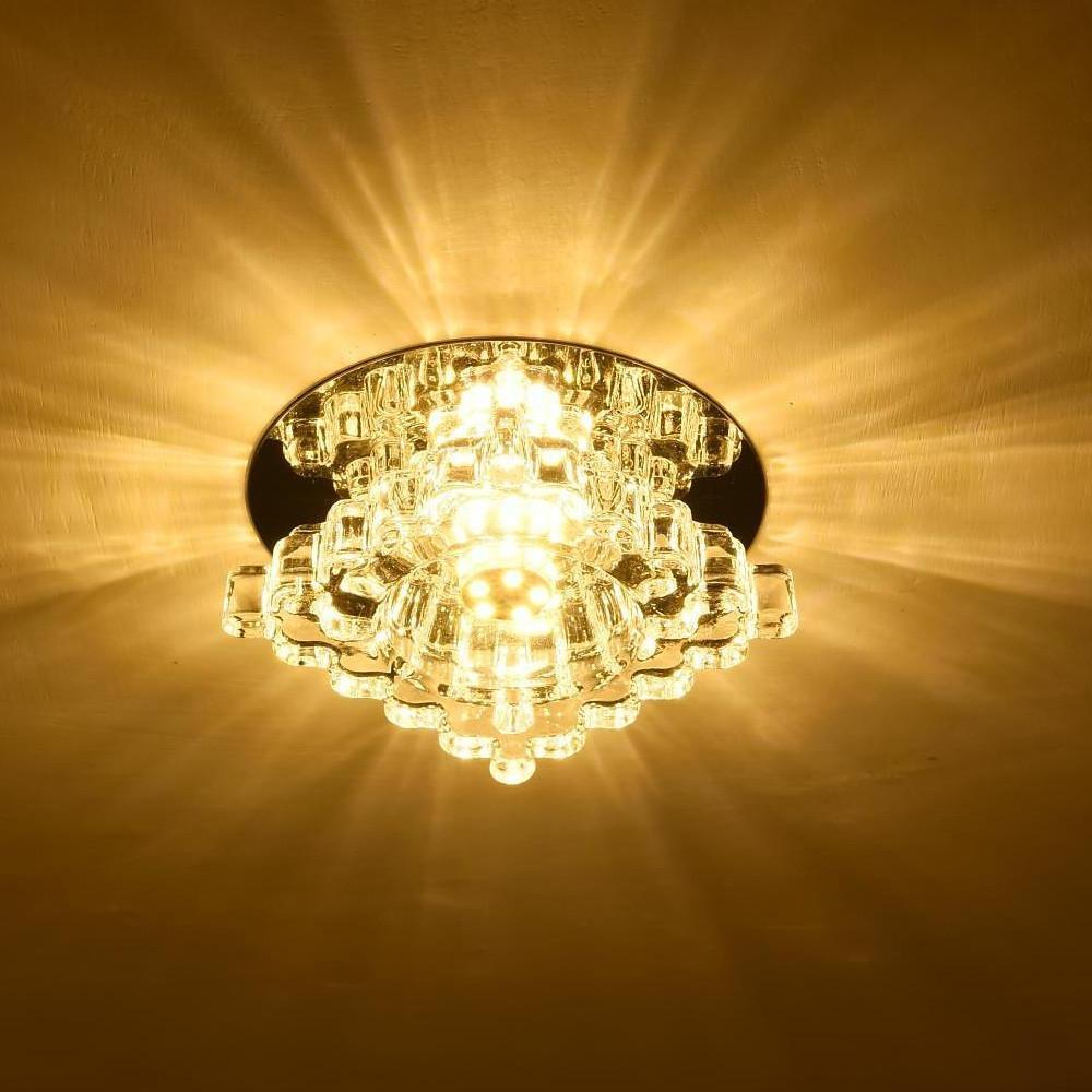 Geometric Crystal Flush-Mount Chandelier — Metal, LED, 7W, 4" Diameter