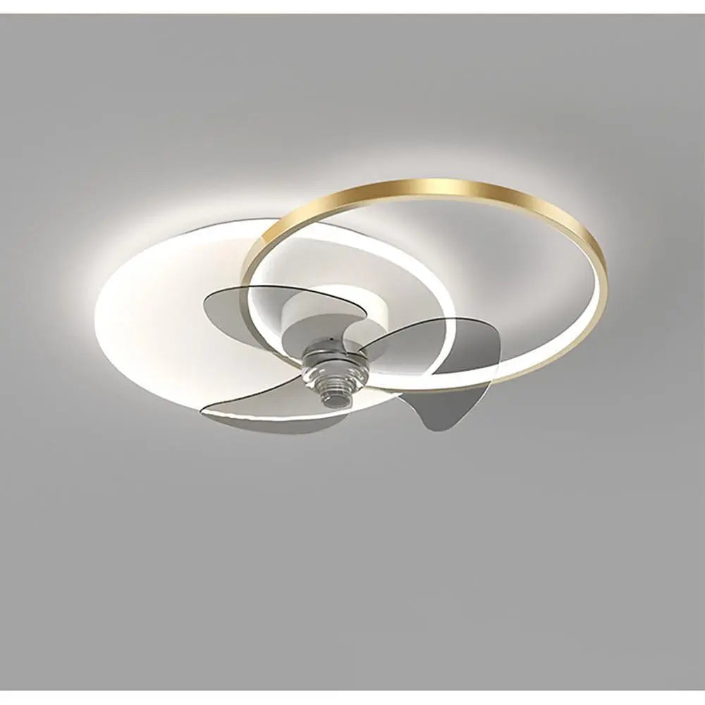 24'' Dimmable LED Circle Flush Mount Ceiling Fan with Remote Control for Bedroom Lighting Luxe