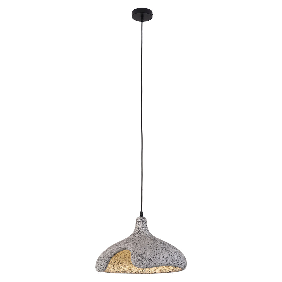 Cement-Look Pendant Light — PS Shade, Metal Frame, E27, 15.75" Wide, Adjustable 59.1" Cord