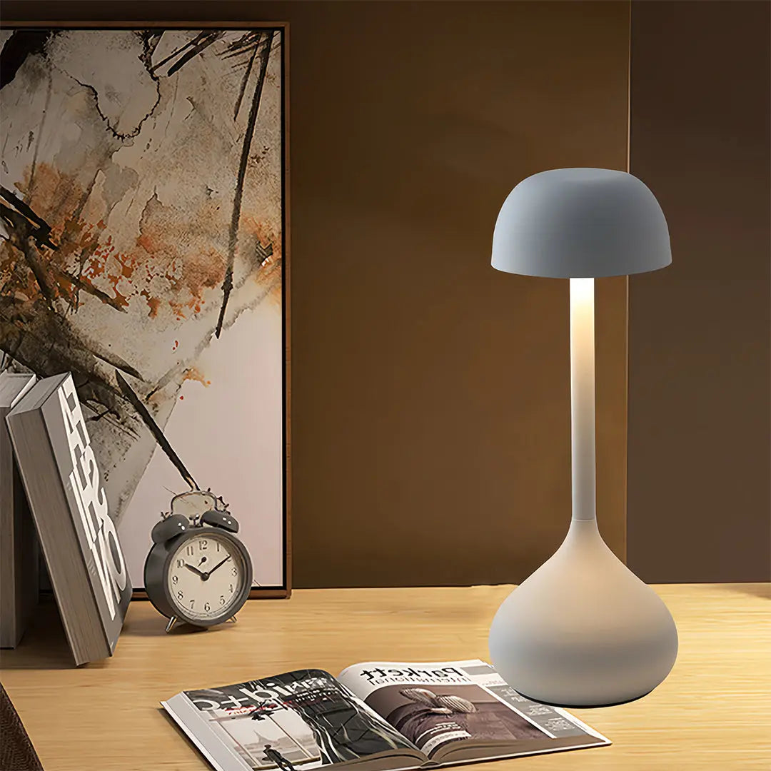 Minimalist Gourd-Shaped Rustic Metal Table Lamp - Rechargeable Design Luxe