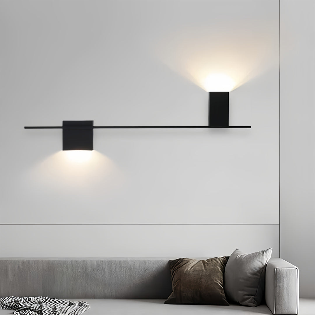 Minimalist Rectangular Linear Wall Sconce — Black Iron, LED, 3-Step Dimming (3000K/4000K/6000K), 5W–10W