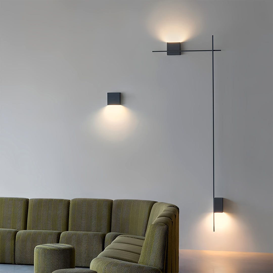 Minimalist Rectangular Linear Wall Sconce — Black Iron, LED, 3-Step Dimming (3000K/4000K/6000K), 5W–10W