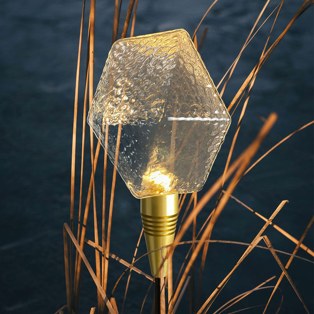 Diamond-Cut Glass Sphere Path Light — Aluminum, 2W LED, IP65, Adjustable Height, DC24V Hardwired