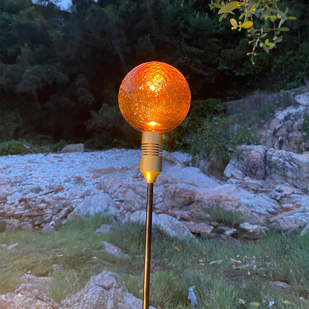 Reed-Shaped Glass Sphere Path Light — Aluminum, LED, IP65, 28"–55.5" Heights, Brown / Green / Clear