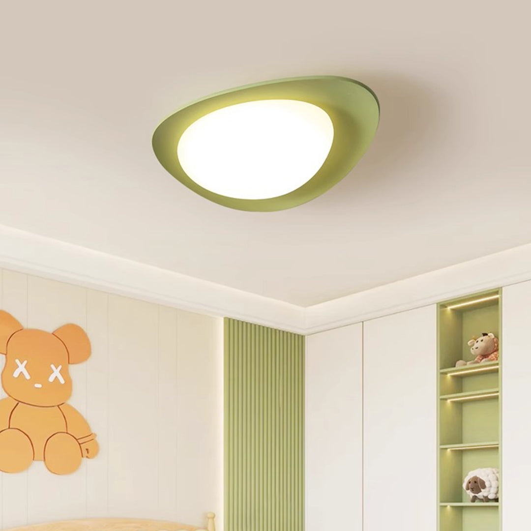 Pebble Flush-Mount Ceiling Light — Resin & PE, Full Spectrum LED, 3-Step Dimming, 18" / 24", 24W / 36W