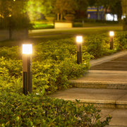 Solar Aluminum Bollard Light — Black, 3W LED, Three-Color Dimming (3000K/4500K/6000K), IP55, 4000mAh, 25.59" Height