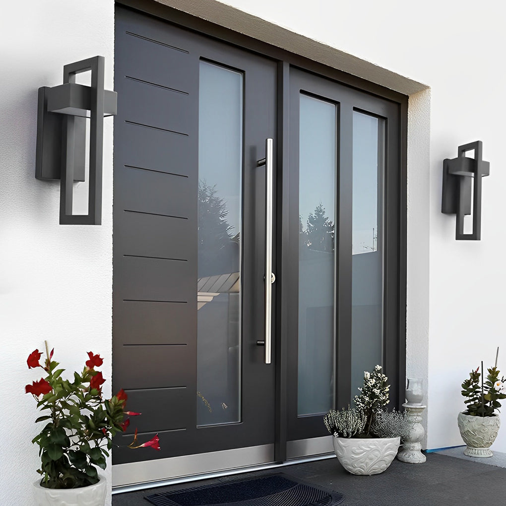 Rectangular Modern Outdoor Wall Sconce — Black Stainless Steel, Acrylic, LED, 840lm, IP65 Weatherproof