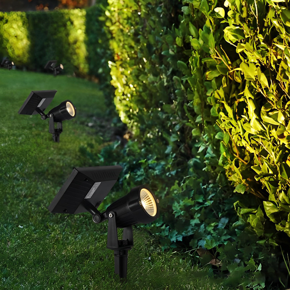 Adjustable RGB Solar Ground Spike Spotlight — Aluminum, 5W LED, IP65 Weatherproof, Warm White / RGB