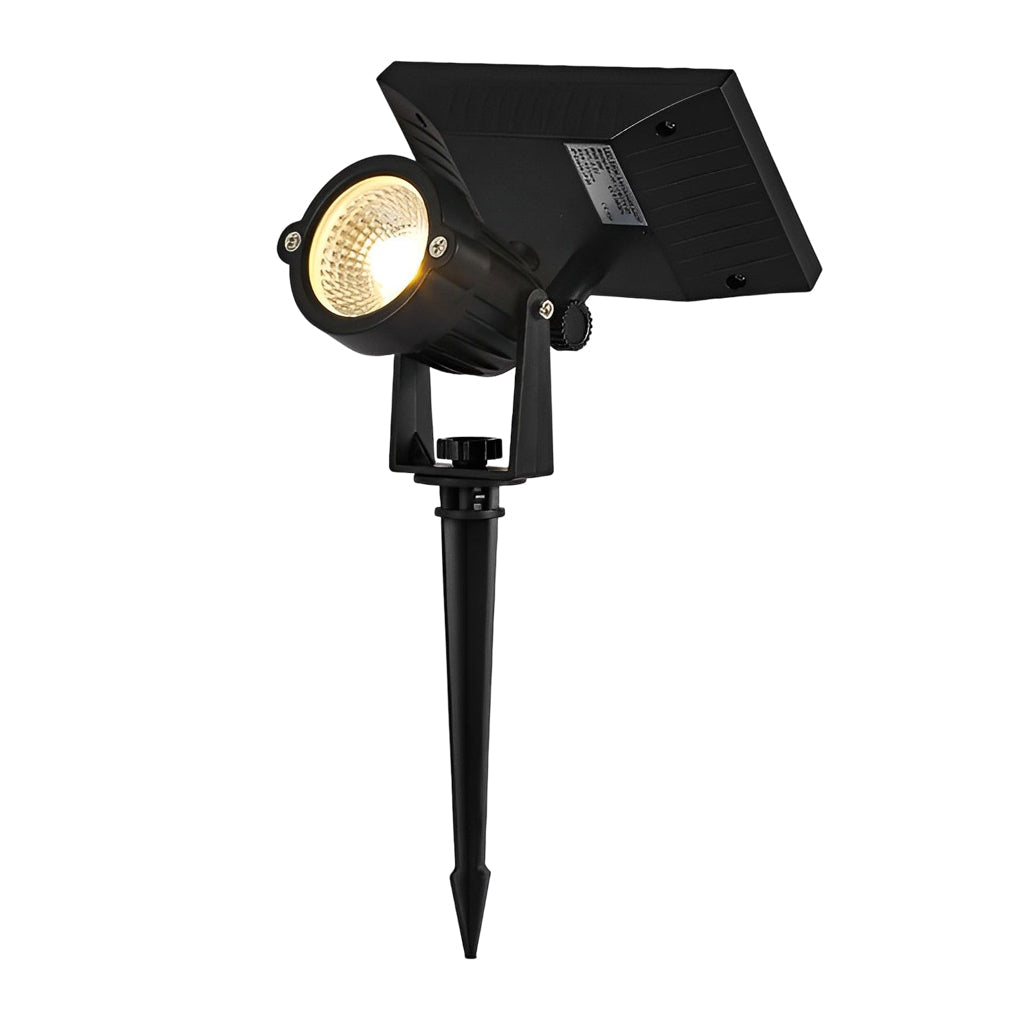 Adjustable RGB Solar Ground Spike Spotlight — Aluminum, 5W LED, IP65 Weatherproof, Warm White / RGB