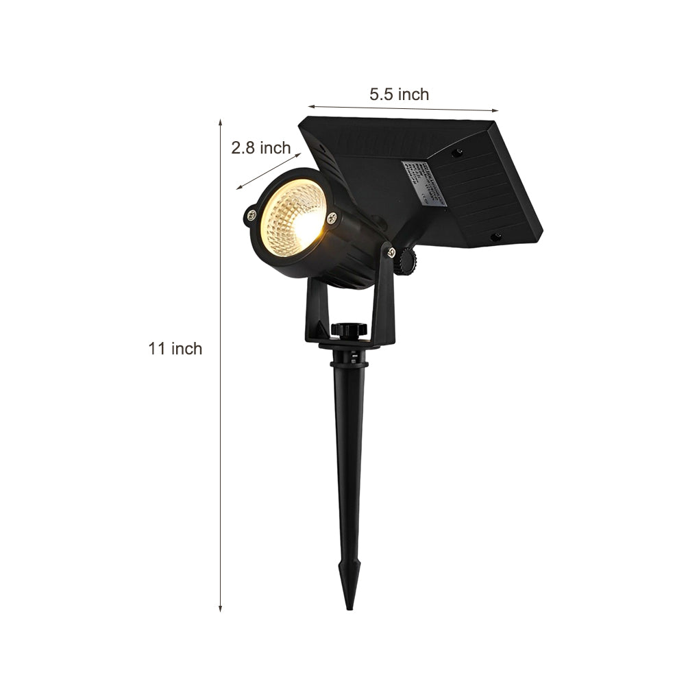 Adjustable RGB Solar Ground Spike Spotlight — Aluminum, 5W LED, IP65 Weatherproof, Warm White / RGB