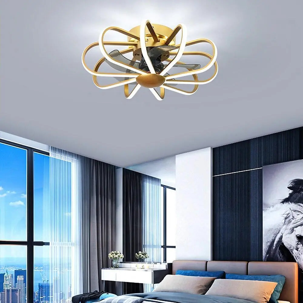 Modern 5-Blade Ceiling Fans with Surrounding LED Lights Luxe