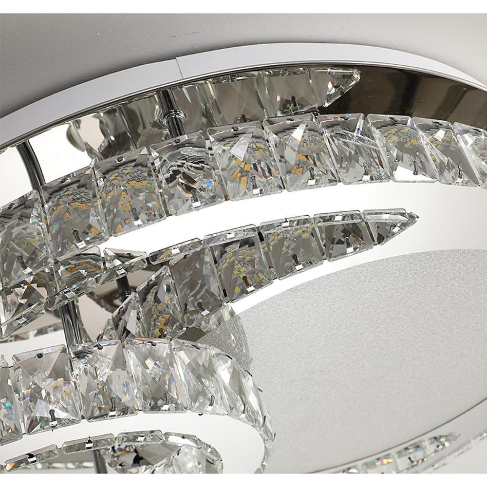Overlapping Circles Crystal Flush-Mount Ceiling Light — Stainless Steel, LED, 20" Diameter